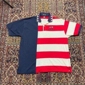 VTG 1996 USA Paralympic Team Atlanta Polo Shirt XL Red White Blue Stars Flag AOP